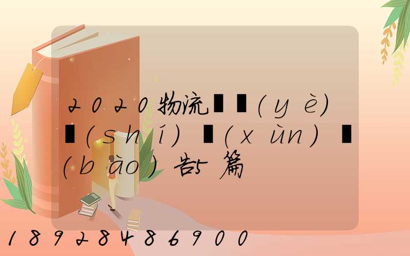 2020物流專業(yè)實(shí)訓(xùn)報(bào)告5篇