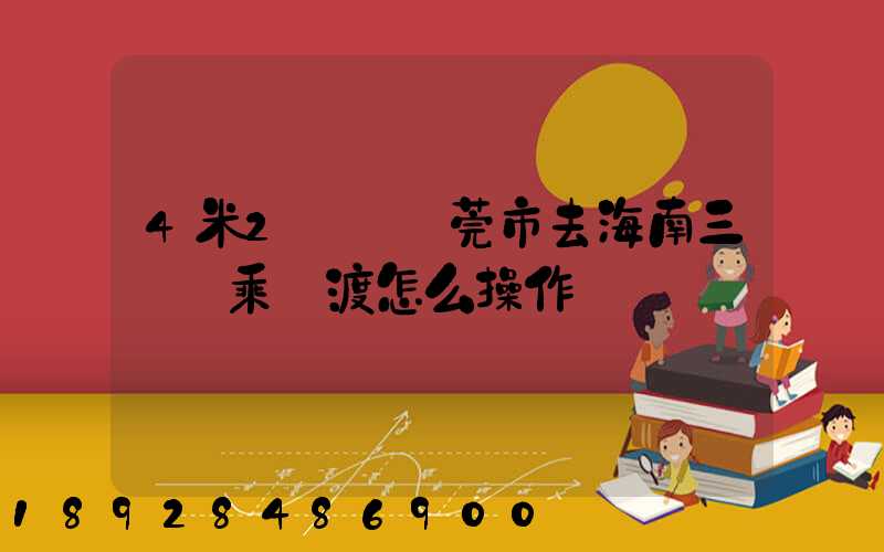 4米2貨車東莞市去海南三亞換乘輪渡怎么操作