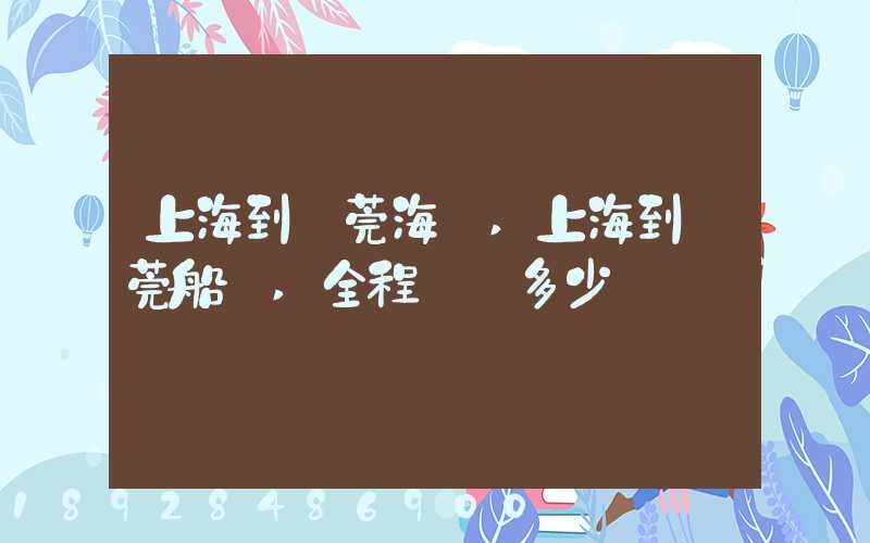 上海到東莞海運,上海到東莞船運,全程運費多少錢