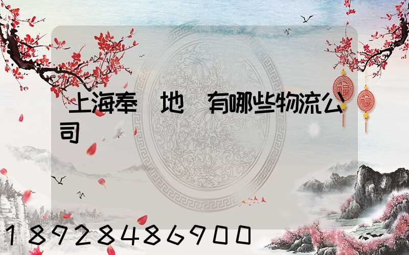 上海奉賢地區有哪些物流公司