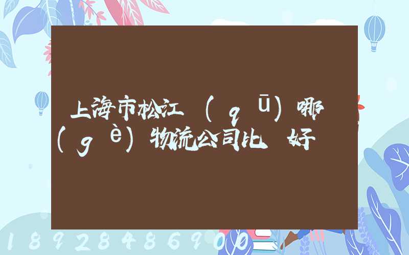 上海市松江區(qū)哪個(gè)物流公司比較好