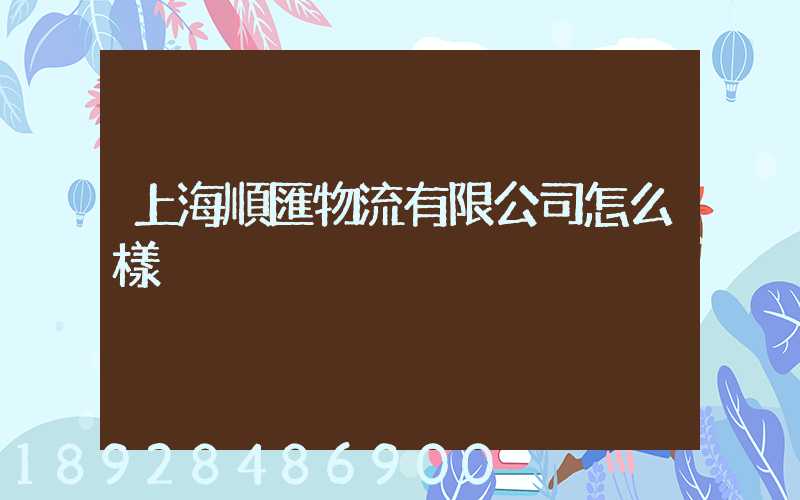上海順匯物流有限公司怎么樣