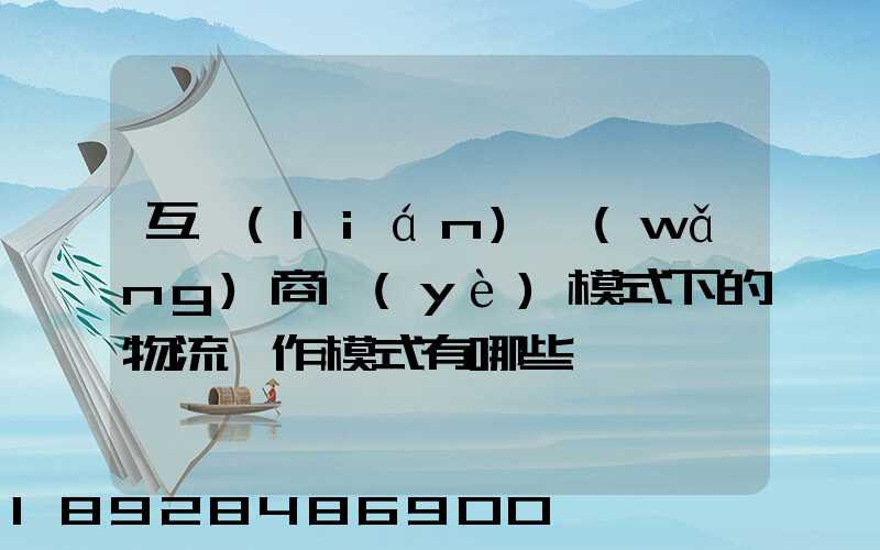 互聯(lián)網(wǎng)商業(yè)模式下的物流運作模式有哪些