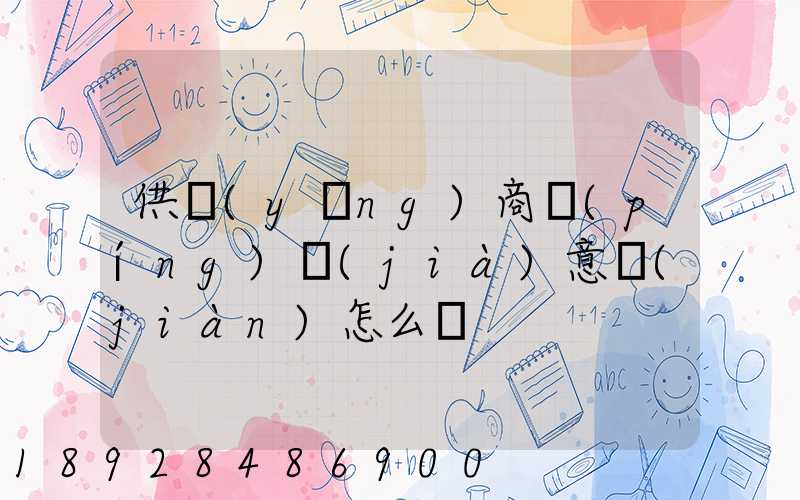 供應(yīng)商評(píng)價(jià)意見(jiàn)怎么寫