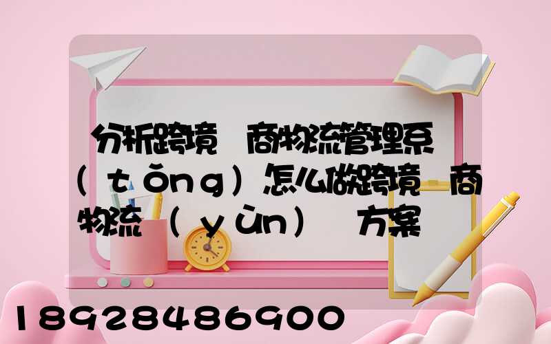 分析跨境電商物流管理系統(tǒng)怎么做跨境電商物流運(yùn)營方案