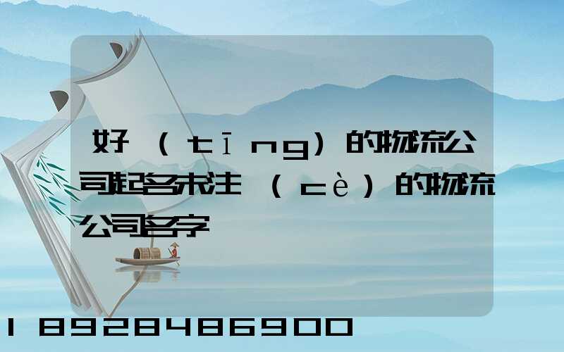 好聽(tīng)的物流公司起名未注冊(cè)的物流公司名字