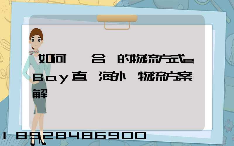 如何選擇合適的物流方式eBay直郵海外倉物流方案詳解