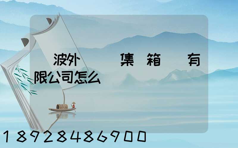 寧波外運國際集裝箱貨運有限公司怎么樣