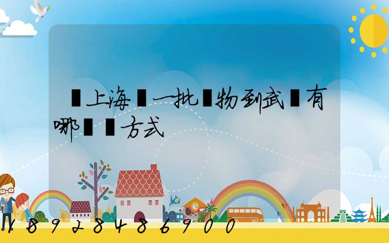 從上海運一批貨物到武漢有哪幾種方式