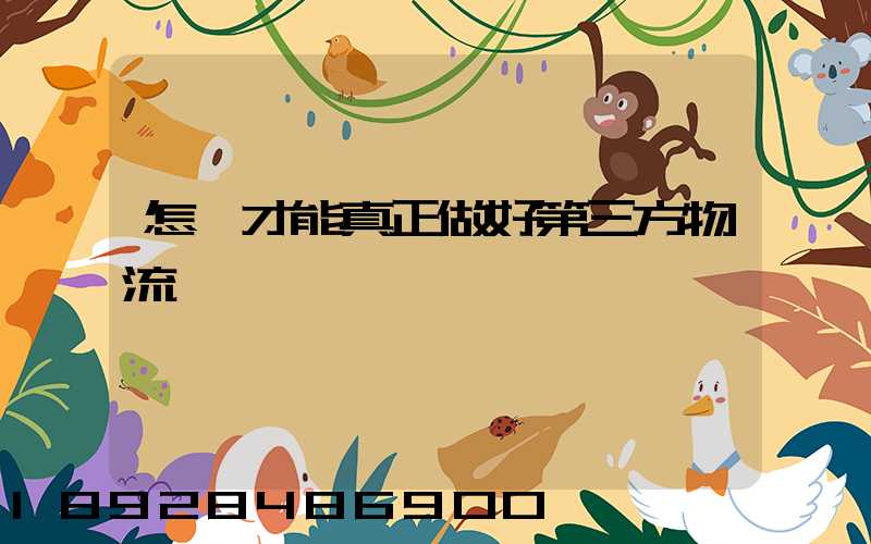 怎樣才能真正做好第三方物流