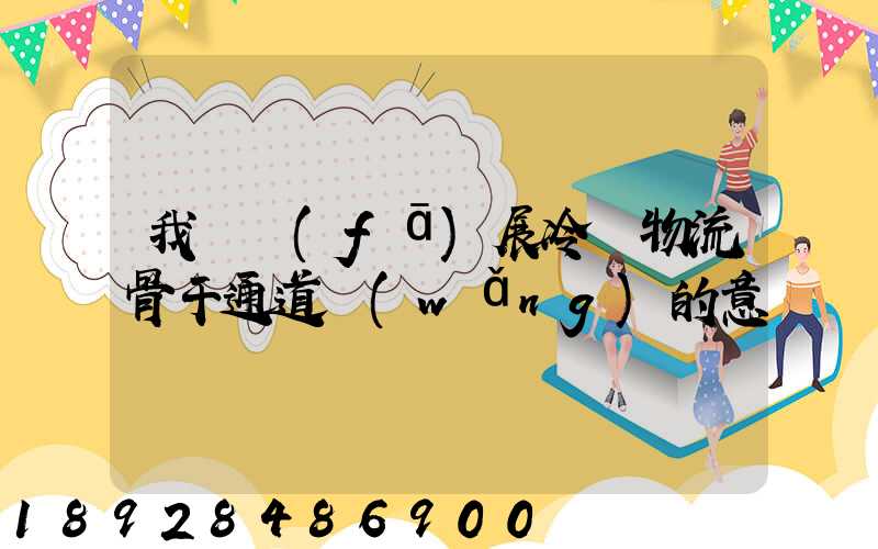 我國發(fā)展冷鏈物流骨干通道網(wǎng)的意義