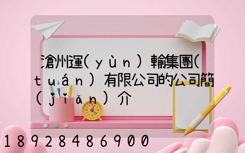 滄州運(yùn)輸集團(tuán)有限公司的公司簡(jiǎn)介