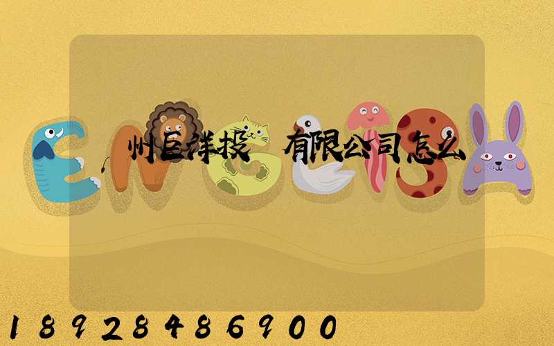 瀘州巨洋投資有限公司怎么樣