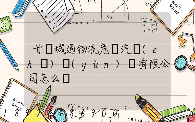 甘肅城通物流危貨汽車(chē)運(yùn)輸有限公司怎么樣