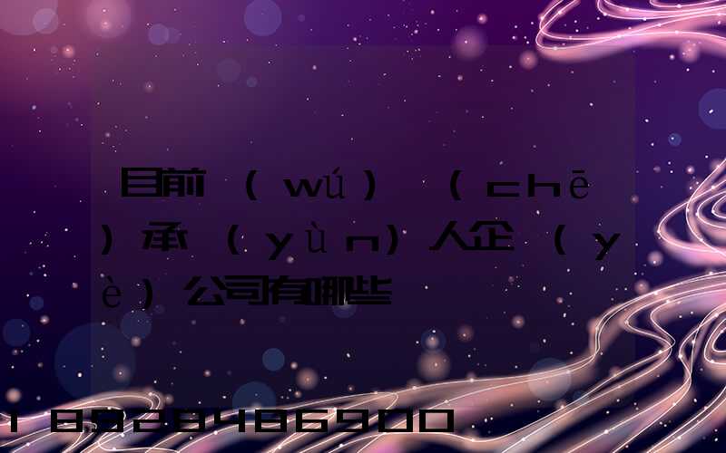 目前無(wú)車(chē)承運(yùn)人企業(yè)公司有哪些