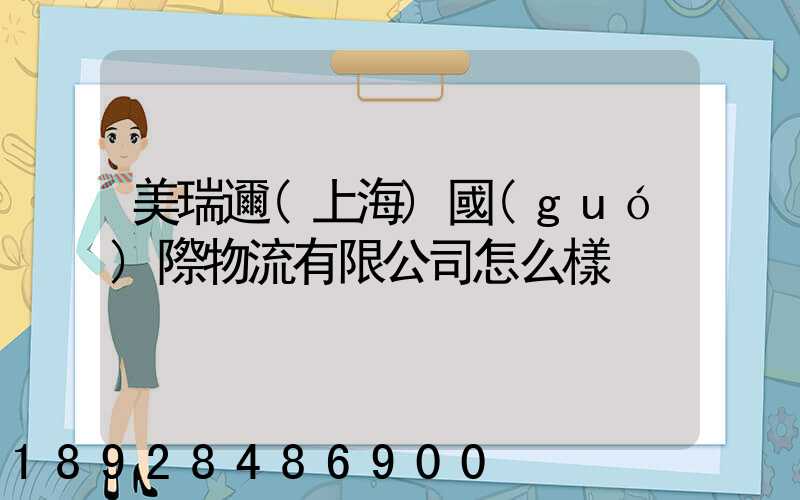美瑞邇(上海)國(guó)際物流有限公司怎么樣