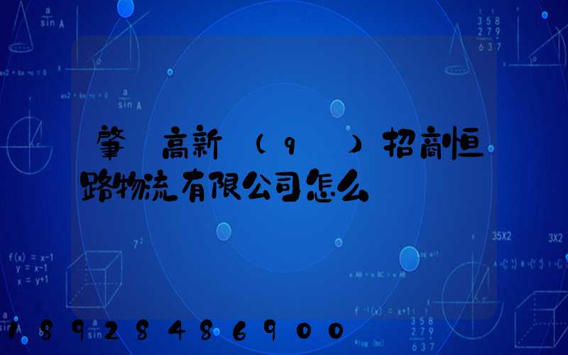 肇慶高新區(qū)招商恒路物流有限公司怎么樣