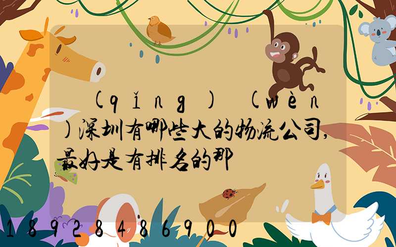 請(qǐng)問(wèn)深圳有哪些大的物流公司,最好是有排名的那種