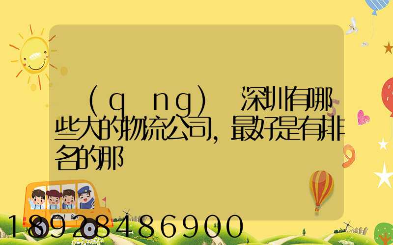 請(qǐng)問深圳有哪些大的物流公司,最好是有排名的那種