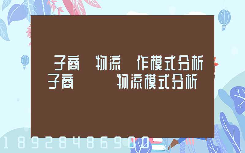 電子商務物流運作模式分析電子商務倉儲物流模式分析
